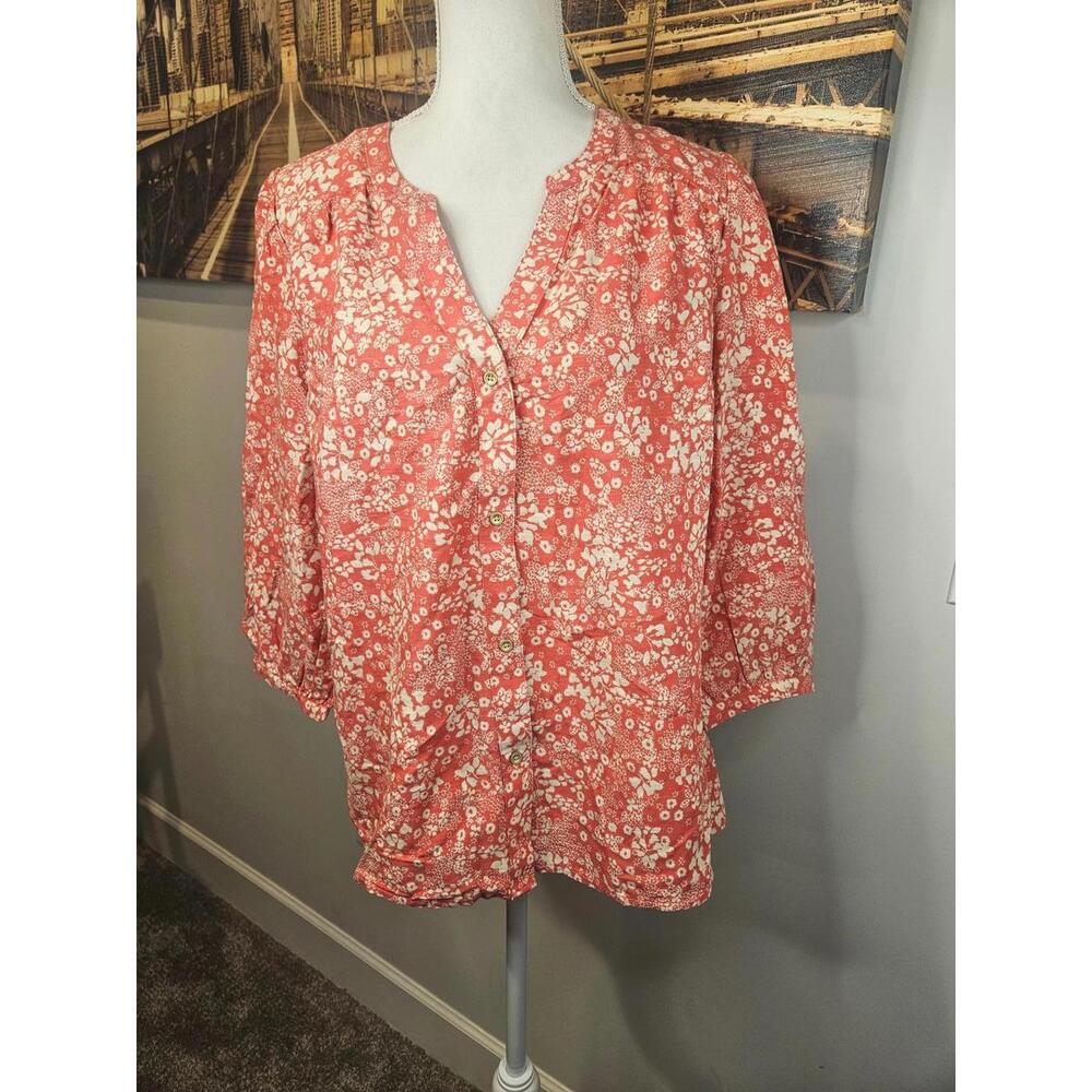 Nwt Knox Rose Women's Oversized Floral Button-Up Top - Size Small